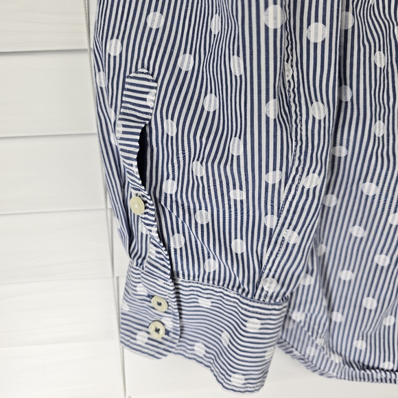 TALBOTS Striped Polka-dot Button-Down Shirt - Picture 6 of 13
